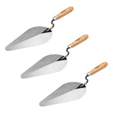 Kit Jogo Ferramentas 3 Colher De Pedreiro Canto Oval