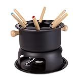 Kit Jogo Panela Conjunto Fondue 11 Peças Aço Inox E Madeira Carne Chocolate Queijo Jantar Romântico