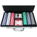 Kit Jogo Poker 300 Fichas 2 Baralhos Dados Estratégia Maleta