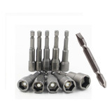 Kit Jogo Ponta Cachimbo Para Parafusadeira 6mm 8mm 10mm 11mm 12mm E 13mm bits Phillips Fenda De Brinde 