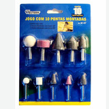 Kit Jogo Ponta Montada Aço Furadeira Esmeril Retifica 10 Pç