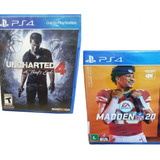 Kit Jogo Ps4 Uncharted 4 Madden 20 Nfl Novo Lacrado Fisico