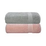 Kit Jogo Toalhas De Banho 2 Peças Ícone Camesa 100 Algodão Premium 70x140cm Alta Absorção Toque Extra Macio Luxo 500 G M ALTIHAUS Cinza Rosê 