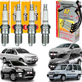 Kit Jogo Velas Ignicao Cabos ngk Fiat Doblo Punto 
