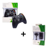 Kit Joystick Sem Fio Xbox 360 Black Kit Pc Charge play P 