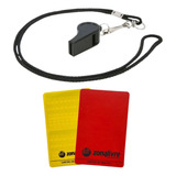 Kit Juiz Futebol Completo Apito Cordão Cartão Arbitro