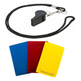 Kit Juiz Futebol Completo Apito Cordão Cartão Arbitro