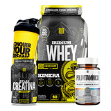 Kit Kimera Whey Protein Creatina Polivitamínico Coq Sabor Baunilha