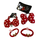 Kit Laço E Elástico Cabelo Minnie Com Strass Disney Original