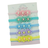 Kit Laço Floral Faixinha De Cabeça Bebê Meninas C 5 Lacinhos