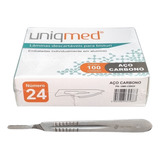 Kit Lamina Numero 24 Cabo Aço Inox Numero 4 Bisturi