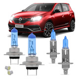 Kit Lampada Super Branca Renault Sandero 2015 2016 2017 2019 2019 Farol Alto E Baixo Certificado Pelo Inmetro