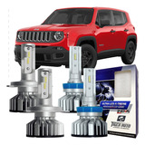 Kit Lampada Super Led Xtreme Jeep Renegade 2017 2018 2019 Farol Alto Baixo E Milha Não Acusa Erro No Painel