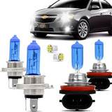 Kit Lampadas Cruze 2011 2012 2013 2014 2015 2016 Super Brancas Farol H4 60 55w Milha H8 35w Techone 8500k 12v Inmetro
