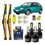 Kit Lâmpadas Farol E Milha Super Led 8000k Palhetas Gol G2