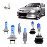 Kit Lampadas Hyundai I30 2009 2010 2011 2012 Super Brancas Farol Baixo H7 Alto H1 55w Milha H27 881 27w 8500k Inmetro