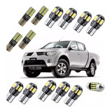 Kit Lampadas Led Premium L200 Triton Teto Placa Ré Farolete