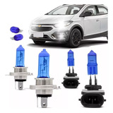 Kit Lampadas Onix Prisma Ltz Lt Joy 2017 2018 2019 Super Brancas Farol H4 55w Milha H27 881 27w Techone 8500k Inmetro