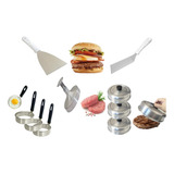 Kit Lanche Hambúrguer Espátulas 3 Abafador 3 Modelador Ovo