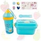 Kit Lancheira Marmita Infantil Escolar Garrafinha Squeeze Azul 