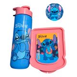 Kit Lancheira Squeeze Porta Lanche Stitch Academia Escola