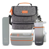Kit Lancheira Térmica Bolsa Marmita Garrafa Porta Talher Fit