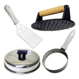Kit Lanches Prensador Espátula Modelador De Ovo Abafador N18