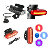 Kit Lanterna 3 Cores E Farol Bicicleta Led Duplo Power Bank