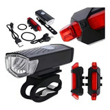 Kit Lanterna E Farol Bike Luz Ultra Led Prova D agua Recarre Cor Preto