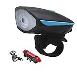 Kit Lanterna Para Bike Dianteira E Traseira Farol Diânteiro Com LED E Buzina Azul 