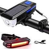 Kit Lanterna Solar P Bike Bicicleta Com Buzina Potente Recarregável 3 Modos De Luz   Sinalizador Traseiro Recarregável USB Para Bicicleta  Vende Mais