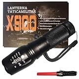 Kit Lanterna Torch Led Alta Potencia X900 Carregador Residencial E Veicular Sinalizador Bateria De 12800mAh Camping Pesca Viagens