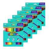 Kit Lápis De Cor 24 Cores Multicolor Pacote Com 6 Caixas Nfe