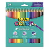 Kit Lápis De Cor 24 Unidades Madeira Escolar Promoção