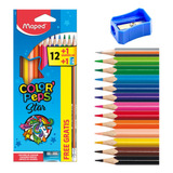 Kit Lápis De Cor Color Peps Star Apontador E Lápis Grafite
