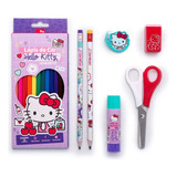 Kit Lapis De Cor E Material Escolar Hello Kitty Itens Aula