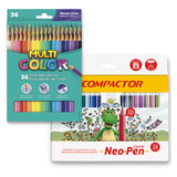 Kit Lápis De Cor Multi Color Com 36 Cores 24 Canetinhas