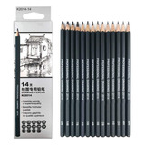 Kit Lápis Desenho Profissional Caixa 14 Unidades Graduados