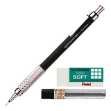 Kit Lapiseira Pentel Graphgear 500 0 5 Borracha Grafite