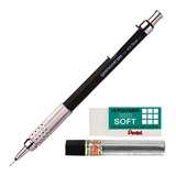 Kit Lapiseira Pentel Graphgear 500 0 5mm Grafite Borracha
