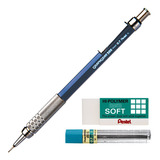 Kit Lapiseira Pentel Graphgear 500 0 7mm Grafite 2b Borracha