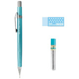 Kit Lapiseira Pentel Metálica Azul 0 7 Grafite Borracha