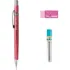 Kit Lapiseira Pentel Metálica Rosa 0.7 + Grafite + Borracha