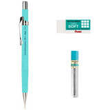 Kit Lapiseira Verde Água Pentel 0 7 Grafite Borracha