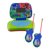 Kit Laptop Pj Masks Bilíngue Walkie Talkie Pj Masks Cor Azul