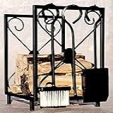 Kit Lareira 3 Peças Com Cesto Ornamentado P Lenhas