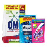 Kit Lava Roupas Omo 2 4 Kg Comfort 900 Ml Vanish 500 Ml