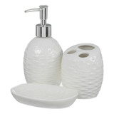 Kit Lavabo Banheiro 3 Peças Saboneteira Líquida Escova 933