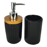Kit Lavabo Banheiro Cerâmica Saboneteira Porta Escova Luxo