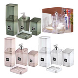 Kit Lavabo Banheiro Luxo 4pcs Saboneteira Acrílico Premium